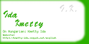 ida kmetty business card